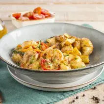 Cremoso de camarones y verduras